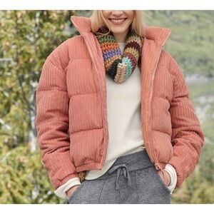 Sundance Florrie Pink Corduroy Duck Down Quilted Puffer Jacket SM